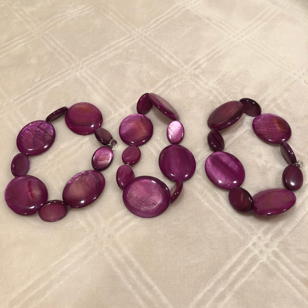JD Set of 3 Purple Stretch Bracelets
